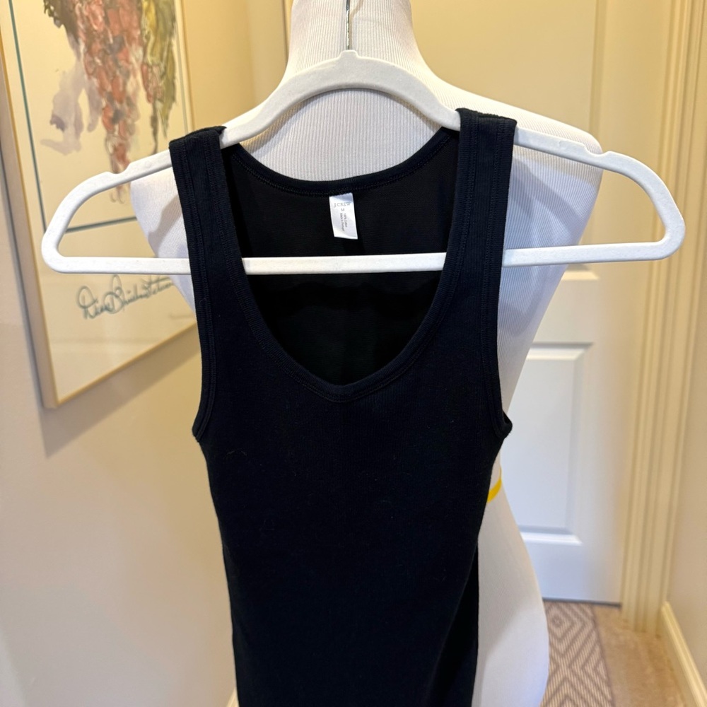 J. Crew Vintage Black Cotton Tank Top with Shelf Bra
